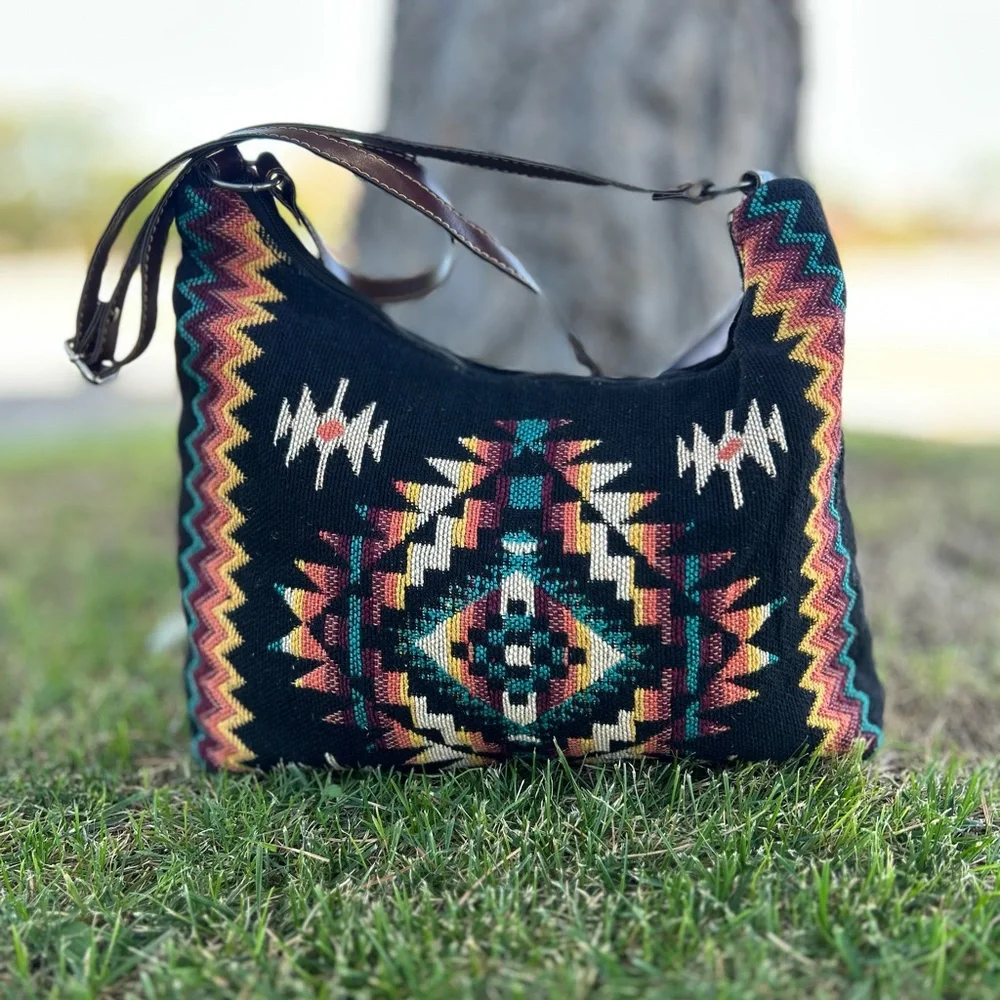 Southwest Aztec Patterned Cotton Shoulder Bag NWT